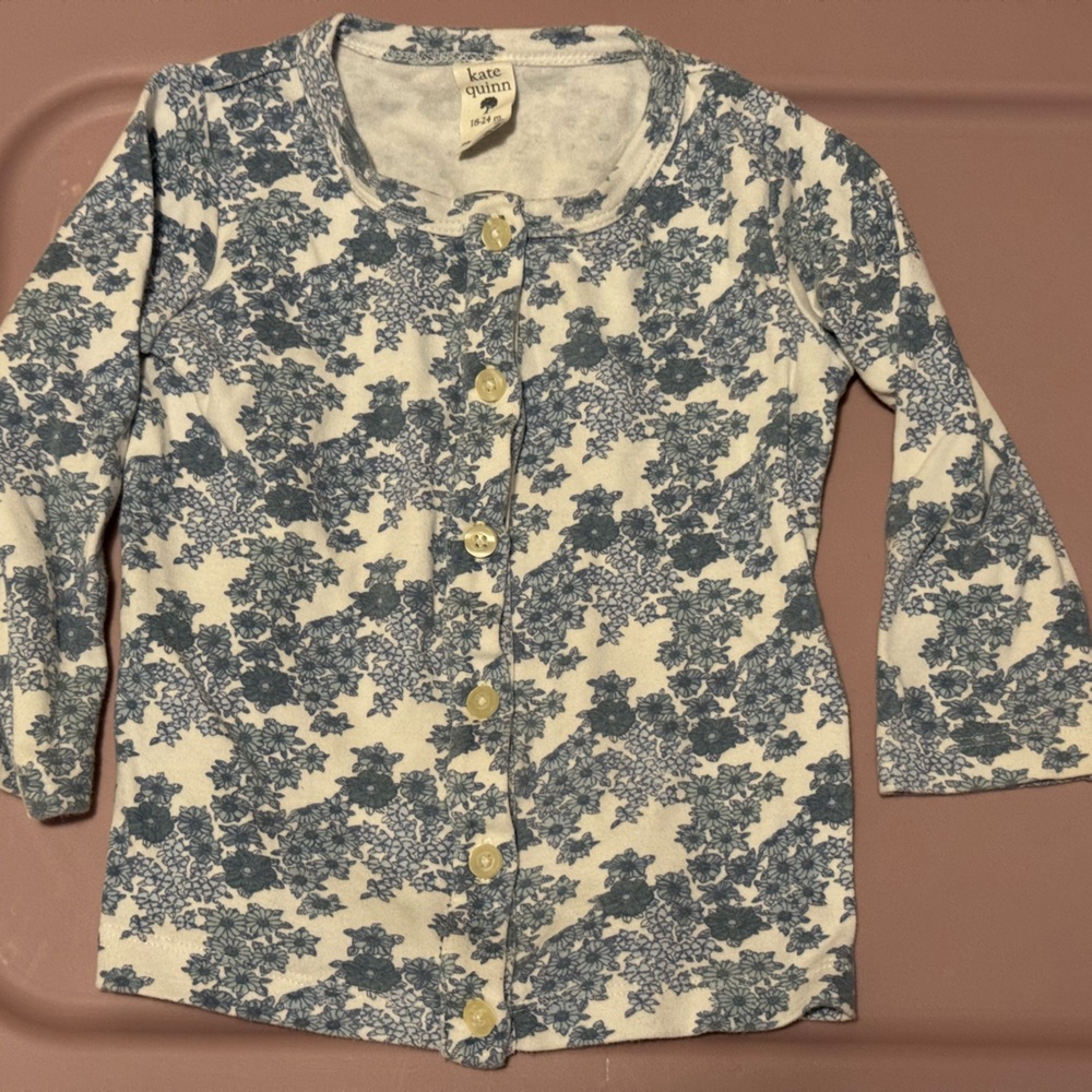 Kate Quinn Blue Floral Long Sleeve Tee